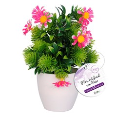 Flor artificial c/vaso plastico 23cm         cx:036