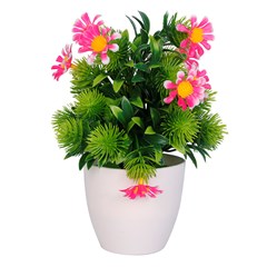 Flor artificial c/vaso plastico 23cm         cx:036