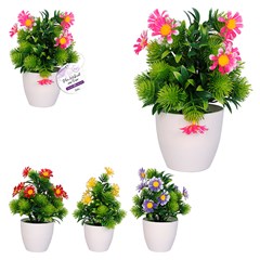 Flor artificial c/vaso plastico 23cm         cx:036