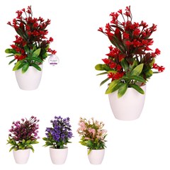 Flor artificial c/vaso plastico 23cm         cx:036