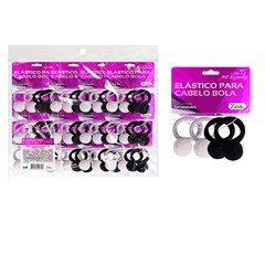 Elastico de cabelo bola bco/pto 48pcs        cx:072