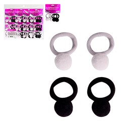 Elastico de cabelo bola bco/pto 48pcs        cx:072