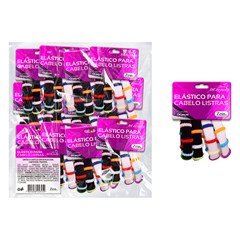 Acessorios p/cabelo elastico listras bco/pto cx:072