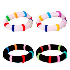 Acessorios p/cabelo elastico listras bco/pto cx:072