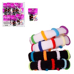 Acessorios p/cabelo elastico listras bco/pto cx:072