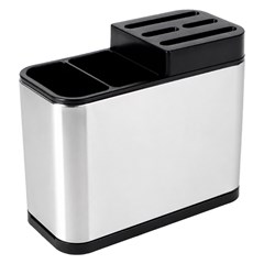 Porta talheres inox c/suporte p/facas inox 8,5x15x18cm  cx:012