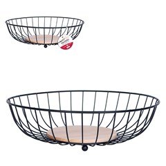 Fruteira de mesa aramado c/base madeira 12x25cm    cx:024