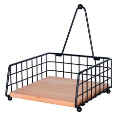 Porta guardanapo aramado c/madeira 6,5x15x15cm    cx:024