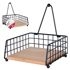 Porta guardanapo aramado c/madeira 6,5x15x15cm    cx:024