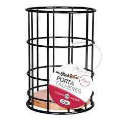 Porta talheres aramado c/madeira 16x11cm     cx:024