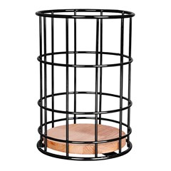 Porta talheres aramado c/madeira 16x11cm     cx:024