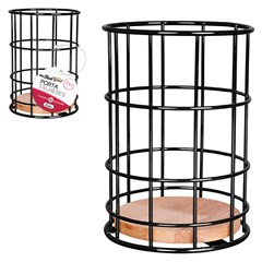 Porta talheres aramado c/madeira 16x11cm     cx:024