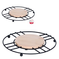 Descanso de panela aramado c/madeira 18cm    cx:096