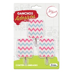 Gancho ades quadr decorado 3pcs             cx:144