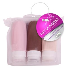 Frasco viagem 3pcs silicone color            cx:048