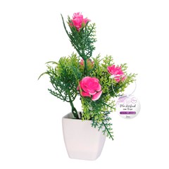 Flor artificial c/vaso plastico 16cm      cx:072