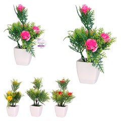 Flor artificial c/vaso plastico 16cm      cx:072