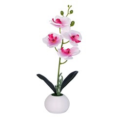 Flor artificial c/vaso plastico 32x8,5cm       cx:024
