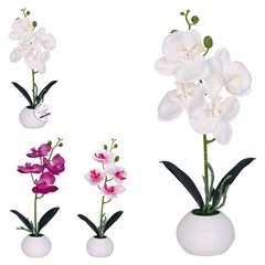 Flor artificial c/vaso plastico 32x8,5cm       cx:024