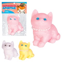 Gatinho de apertar c/bolinhas 7cm            cx:00144