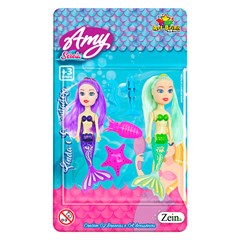 Boneca amy sereia 2pcs c/4 acessorios 14cm   cx:00120