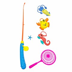 Varinha pega peixe c/3 peixes e rede         cx:024