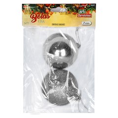 Bola saq lisa 7cm 2pcs prata                 cx:024