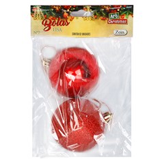 Bola saq lisa 7cm 2pcs vermelha              cx:024