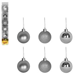 Bola tb lisa 5cm 6pcs prata                  cx:036