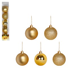 Bola tb lisa 6cm 5pcs dourada                cx:024