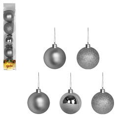 Bola tb lisa 6cm 5pcs prata                  cx:024
