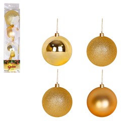 Bola tb lisa 7cm 4pcs dourada                cx:024