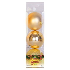 Bola tb lisa 8cm 3pcs dourada                cx:018
