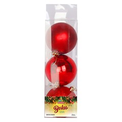 Bola tb lisa 8cm 3pcs vermelha               cx:018