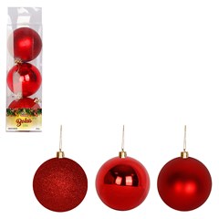 Bola tb lisa 8cm 3pcs vermelha               cx:018