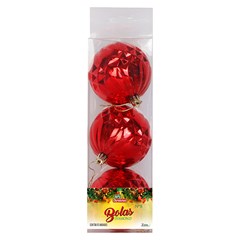 Bola tb diamond 8cm 3pcs vermelho            cx:036