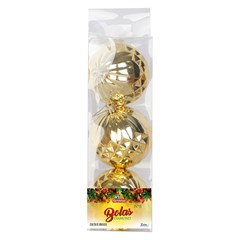 Bola tb diamond 8cm 3pcs dourado             cx:036