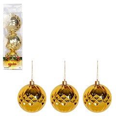 Bola tb diamond 8cm 3pcs dourado             cx:036