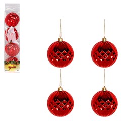 Bola tb diamond 7cm 4pcs vermelho            cx:036