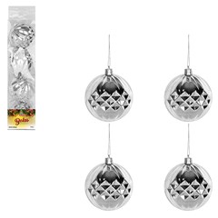 Bola tb diamond 7cm 4pcs prata               cx:036
