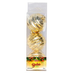 Bola tb wave 8cm 3pcs dourado                cx:036