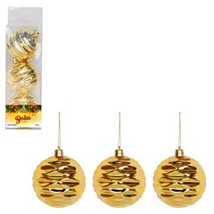 Bola tb wave 8cm 3pcs dourado                cx:036