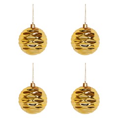 Bola tb wave 7cm 4pcs dourado                cx:036