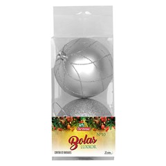 Bola tb luxxor 10cm 2pcs prata                  cx:024