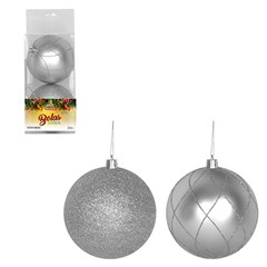 Bola tb luxxor 10cm 2pcs prata                  cx:024