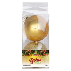 Bola tb luxxor 10cm 2pcs dourado              cx:024