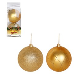 Bola tb luxxor 10cm 2pcs dourado              cx:024