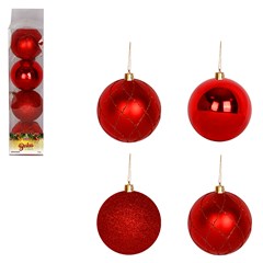 Bola tb luxxor 8cm 4pcs vermelha               cx:024