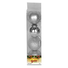 Bola tb luxxor 8cm 4pcs prata                    cx:024