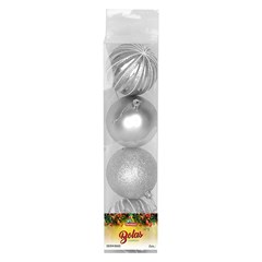 Bola tb luminous 8cm 4pcs prata                  cx:024